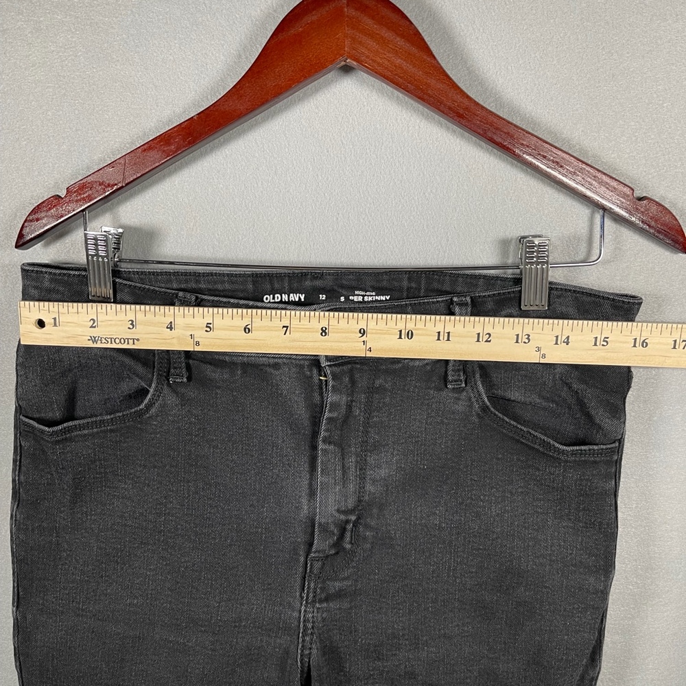 Old Navy Womens 12 High Rise Super Skinny Jeans Faded Black Wash Stretch - Picture 3 of 8